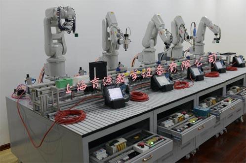 一,设备概述工业机器人柔性自动化生产线实训系统,包含多台六自由度